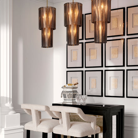 Candelabru Imperial S, finisaj alamă periată, sticlă fumurie