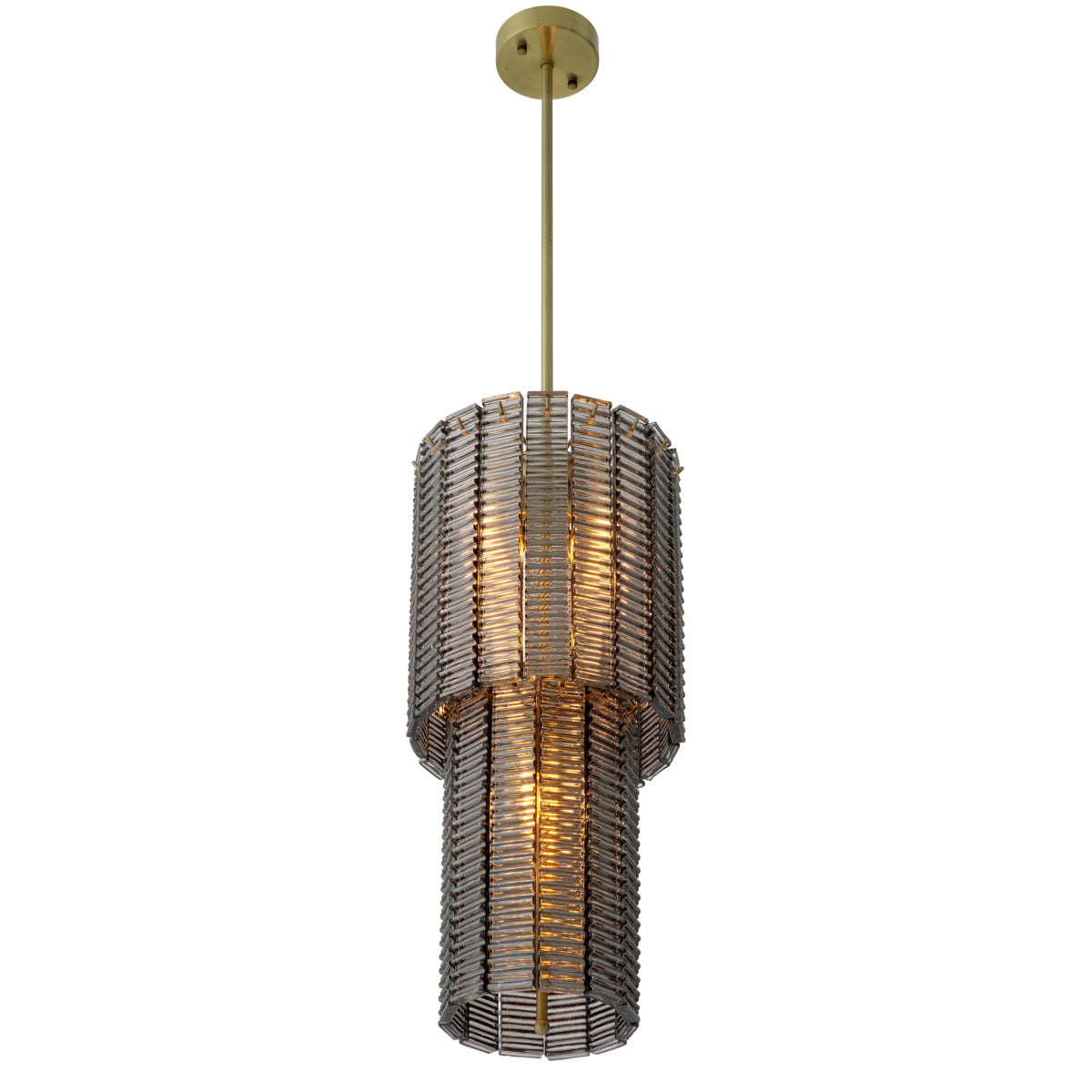 Candelabru Imperial S, finisaj alamă periată, sticlă fumurie