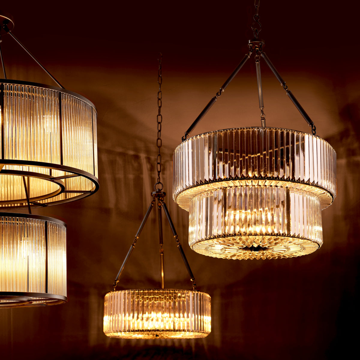 Candelabru Infinity Double, finisaj bronz cu reflexe