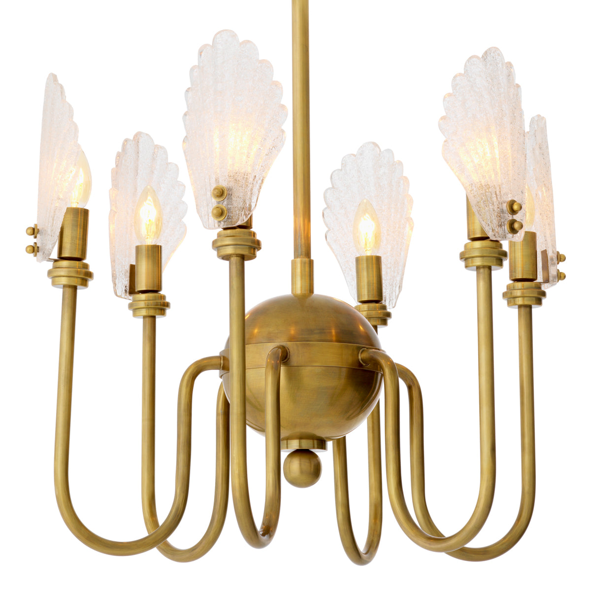Candelabru Isabelle, finisaj alamă vintage, sticlă făcută manual