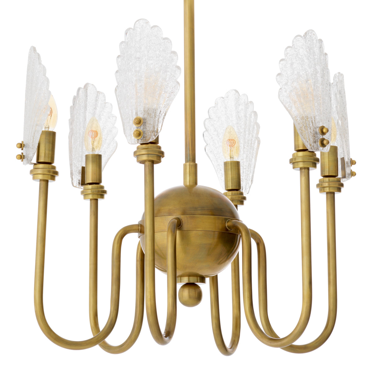 Candelabru Isabelle, finisaj alamă vintage, sticlă făcută manual