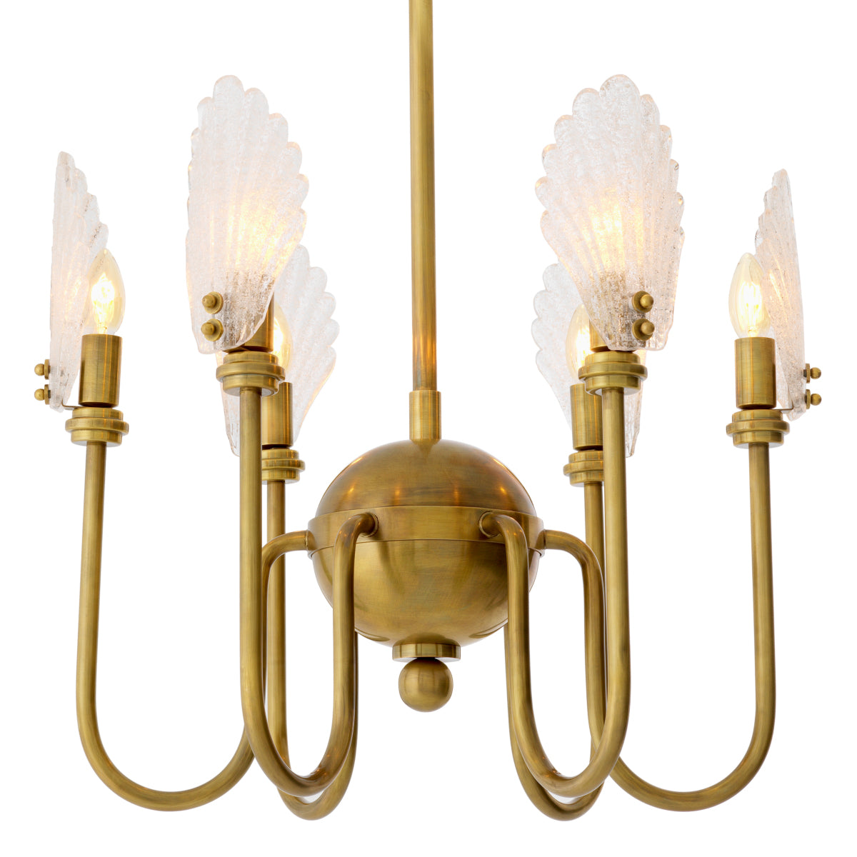 Candelabru Isabelle, finisaj alamă vintage, sticlă făcută manual
