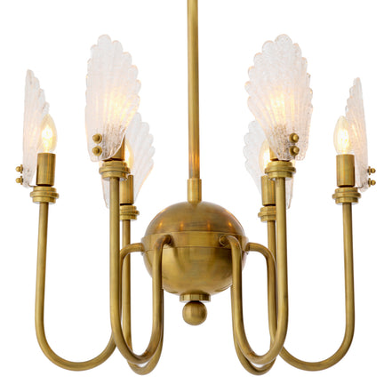 Candelabru Isabelle, finisaj alamă vintage, sticlă făcută manual