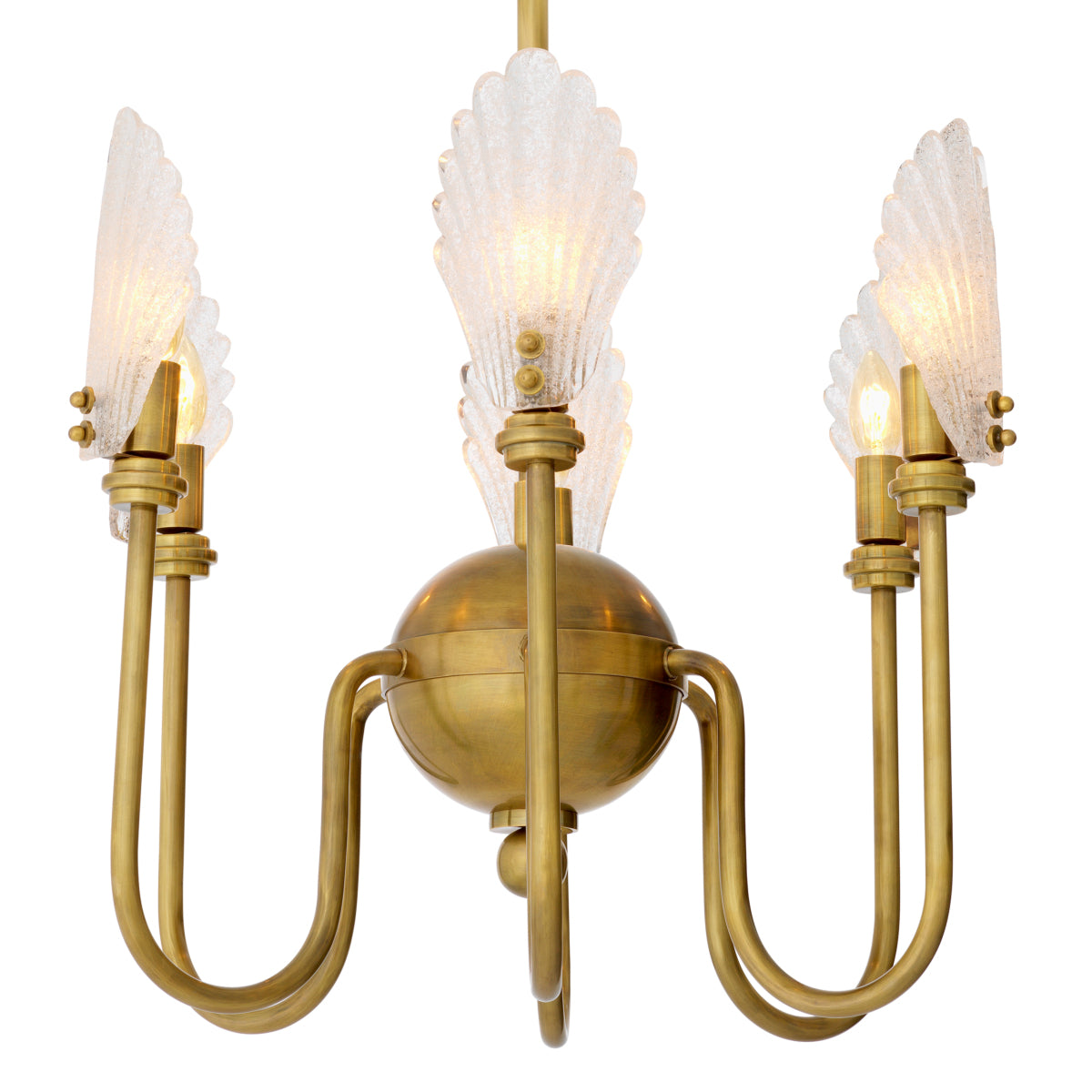 Candelabru Isabelle, finisaj alamă vintage, sticlă făcută manual
