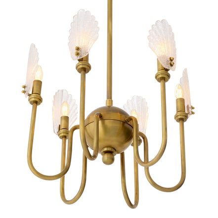 Candelabru Isabelle, finisaj alamă vintage, sticlă făcută manual