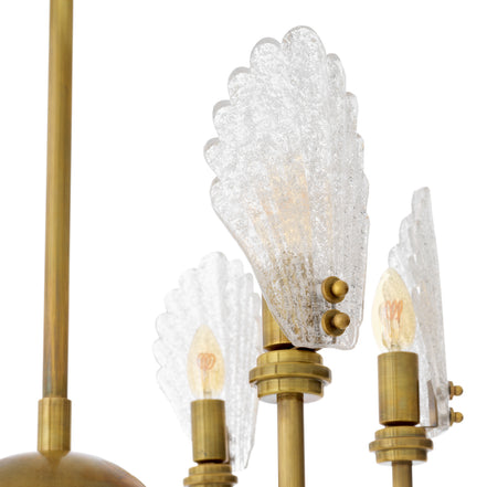 Candelabru Isabelle, finisaj alamă vintage, sticlă făcută manual