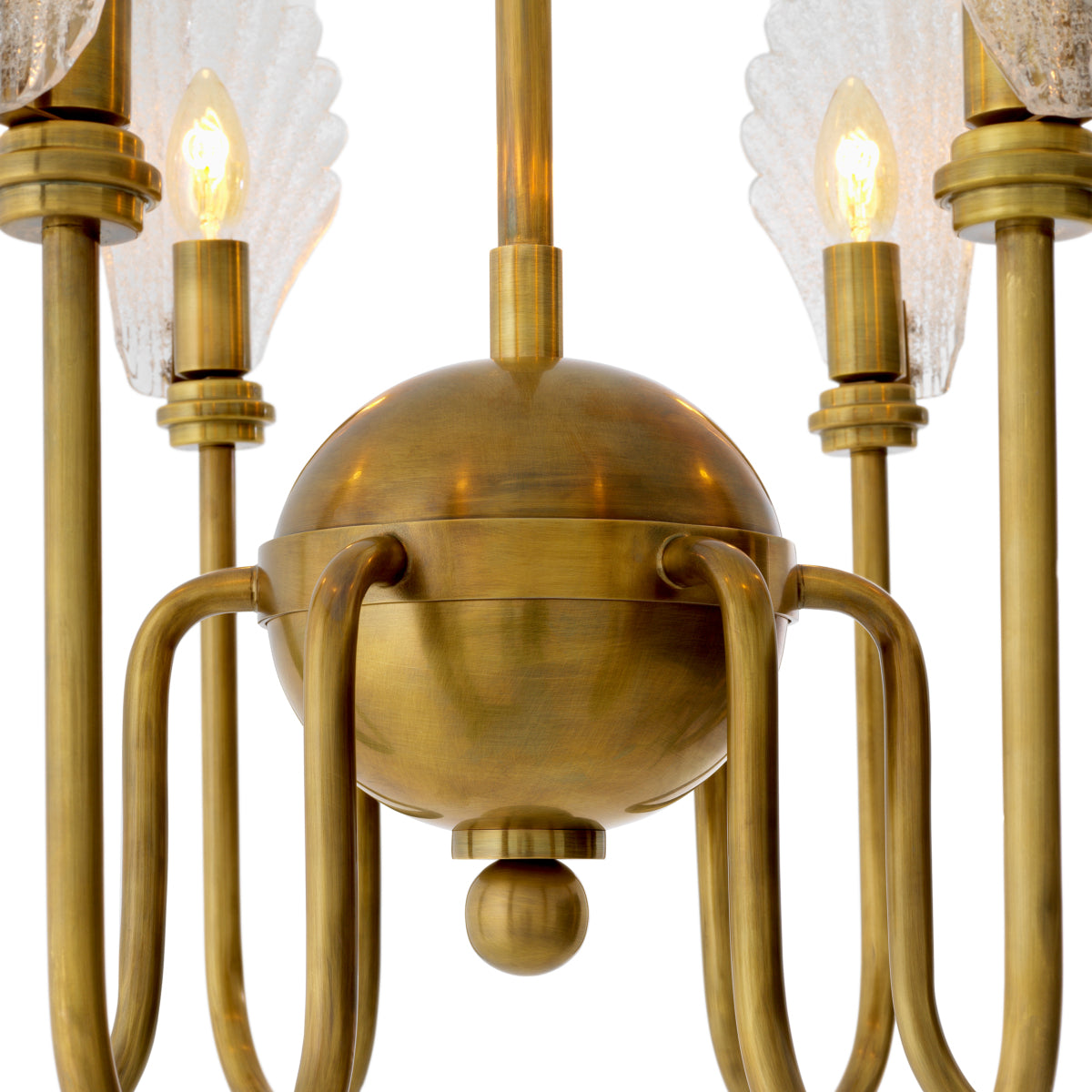 Candelabru Isabelle, finisaj alamă vintage, sticlă făcută manual