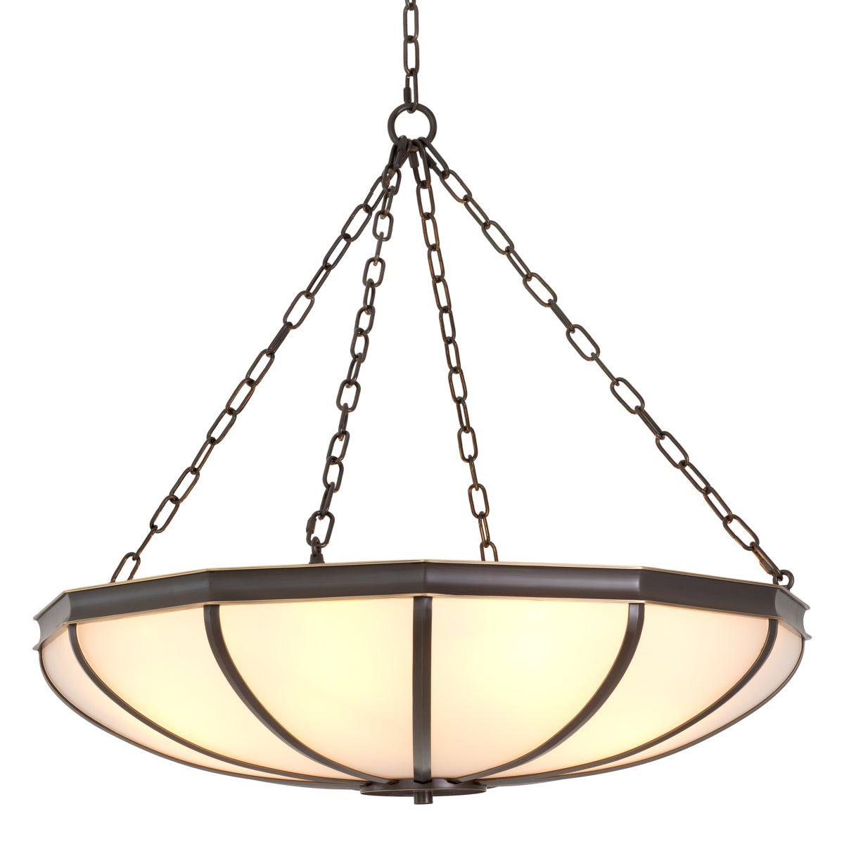 Candelabru Jenkins L, finisaj bronz cu reflexe, sticlă albă