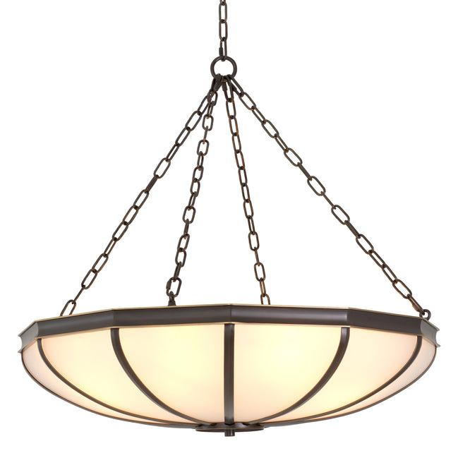 Candelabru Jenkins L, finisaj bronz cu reflexe, sticlă albă