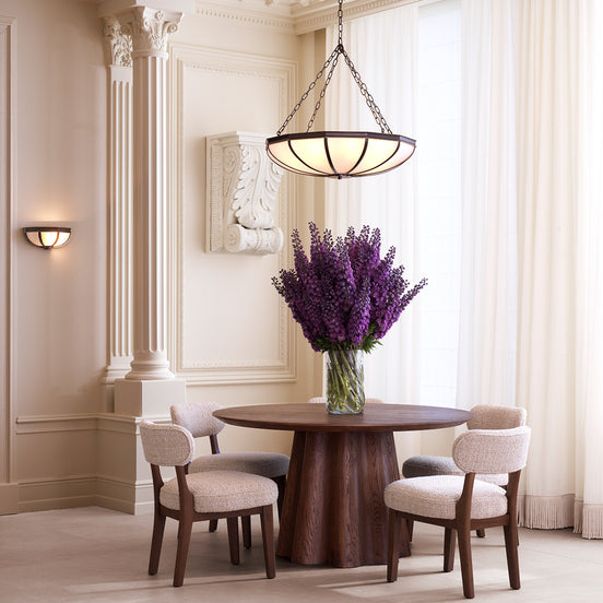 Candelabru Jenkins L, finisaj bronz cu reflexe, sticlă albă