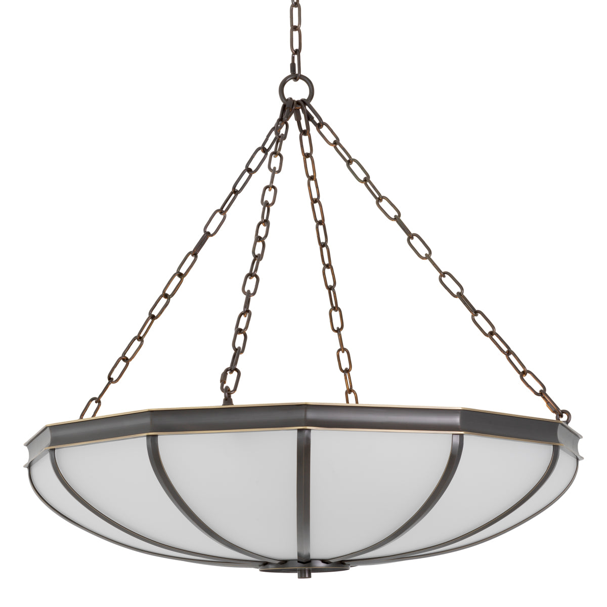 Candelabru Jenkins L, finisaj bronz cu reflexe, sticlă albă