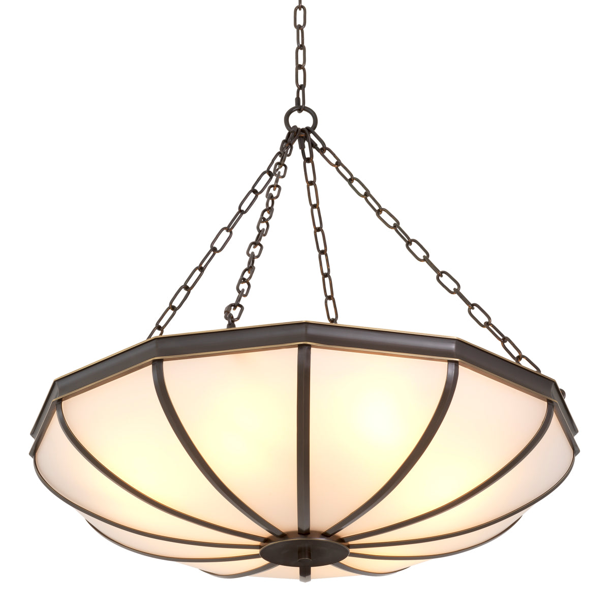 Candelabru Jenkins L, finisaj bronz cu reflexe, sticlă albă