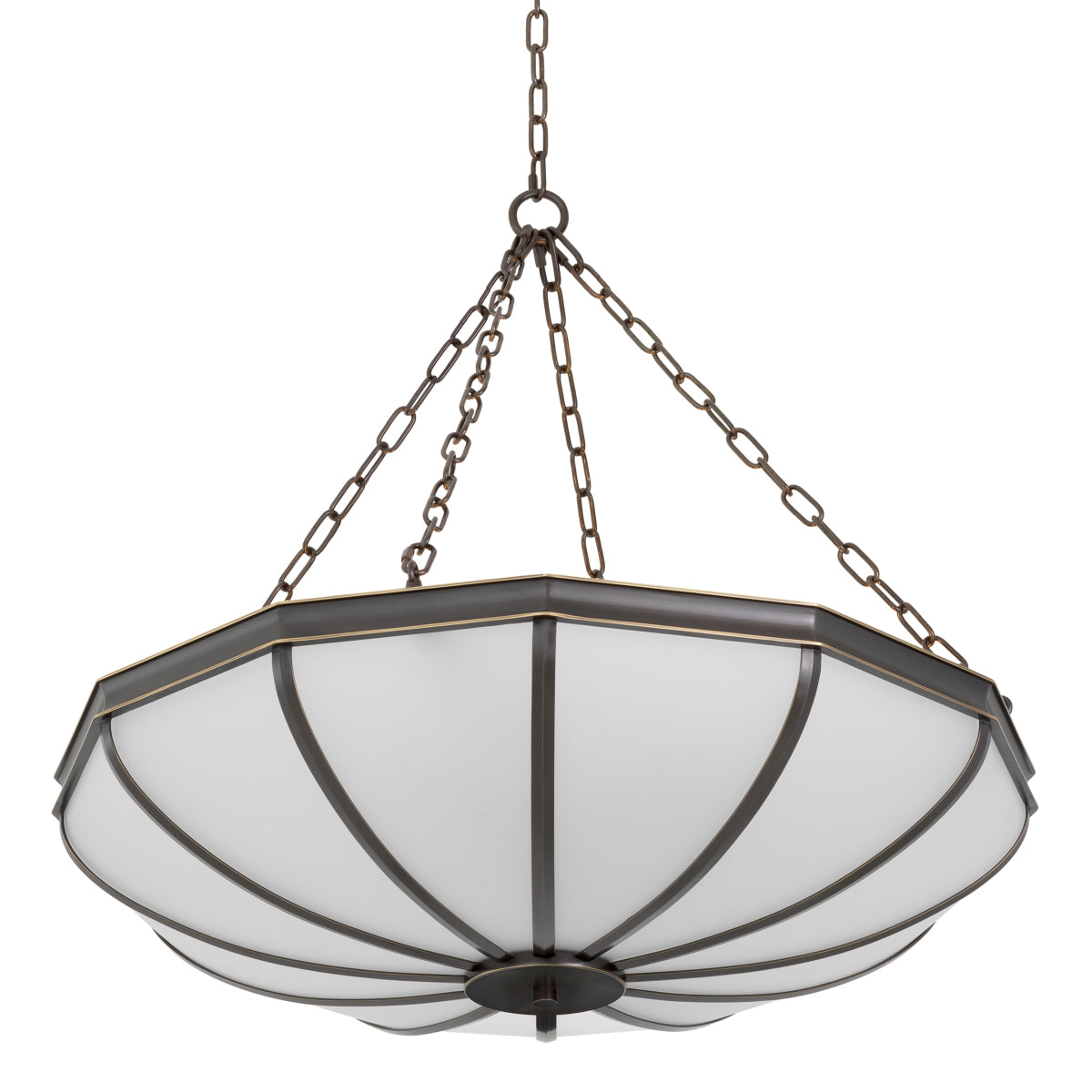 Candelabru Jenkins L, finisaj bronz cu reflexe, sticlă albă