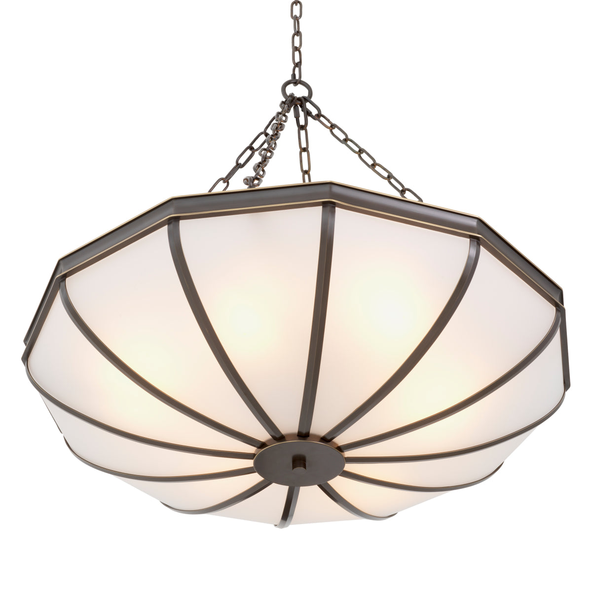 Candelabru Jenkins L, finisaj bronz cu reflexe, sticlă albă