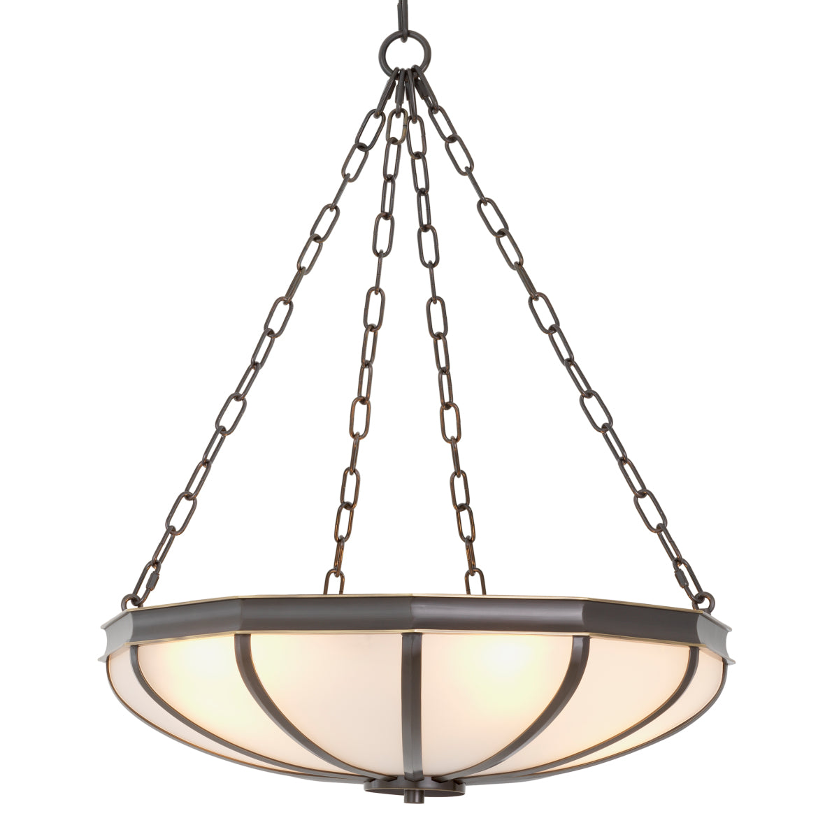Candelabru Jenkins S, finisaj bronz cu reflexe, sticlă albă