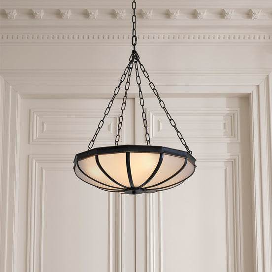 Candelabru Jenkins S, finisaj bronz cu reflexe, sticlă albă