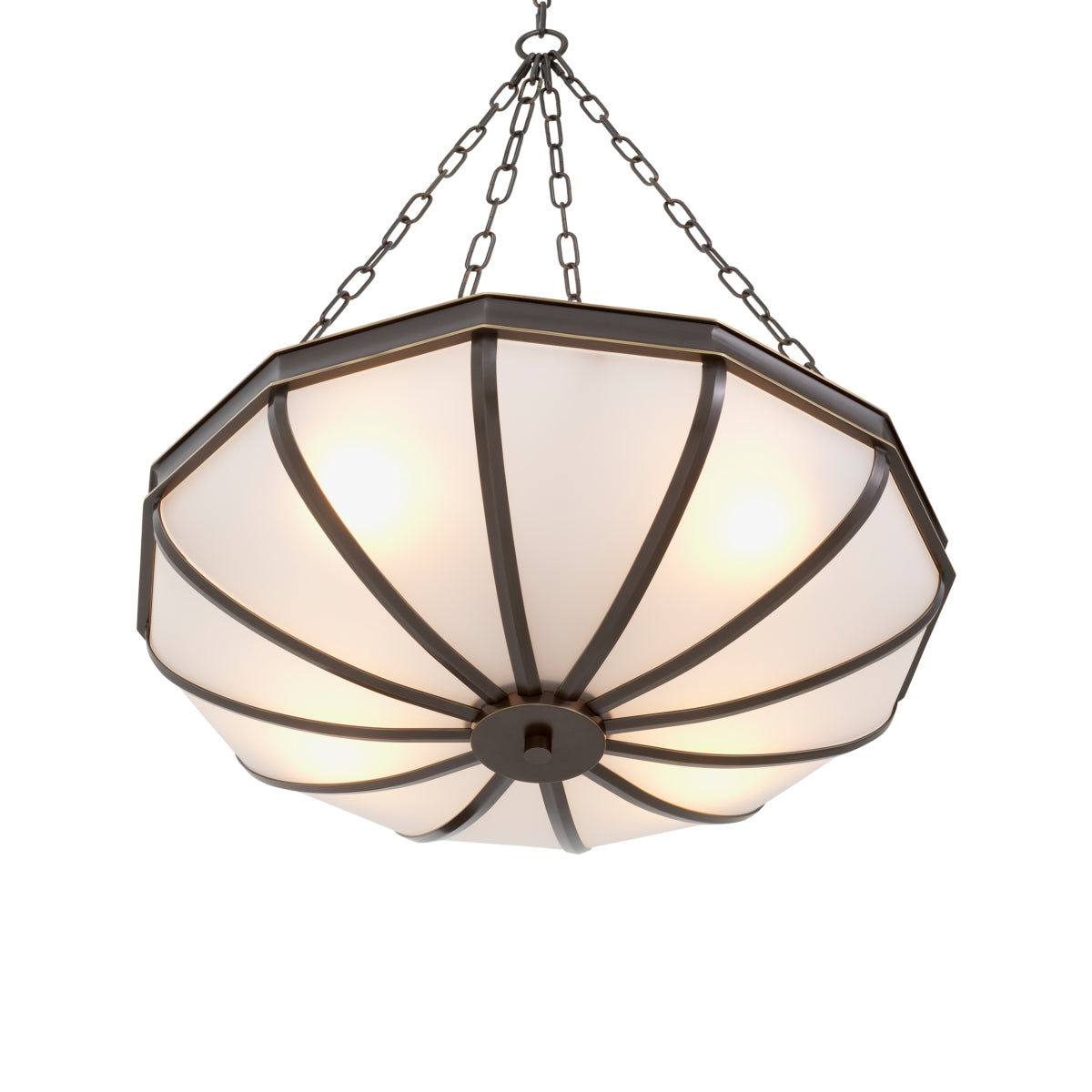 Candelabru Jenkins S, finisaj bronz cu reflexe, sticlă albă