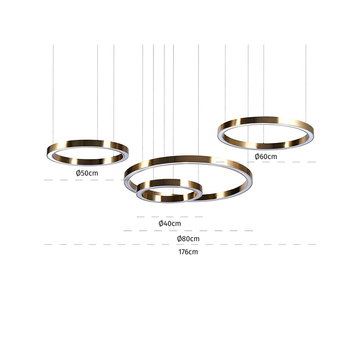 Candelabru Lilou, auriu periat – desen tehnic cu dimensiuni