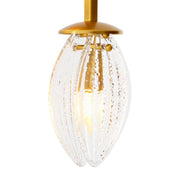 Candelabru Persephone, finisaj alamă antichizată, sticlă transparentă