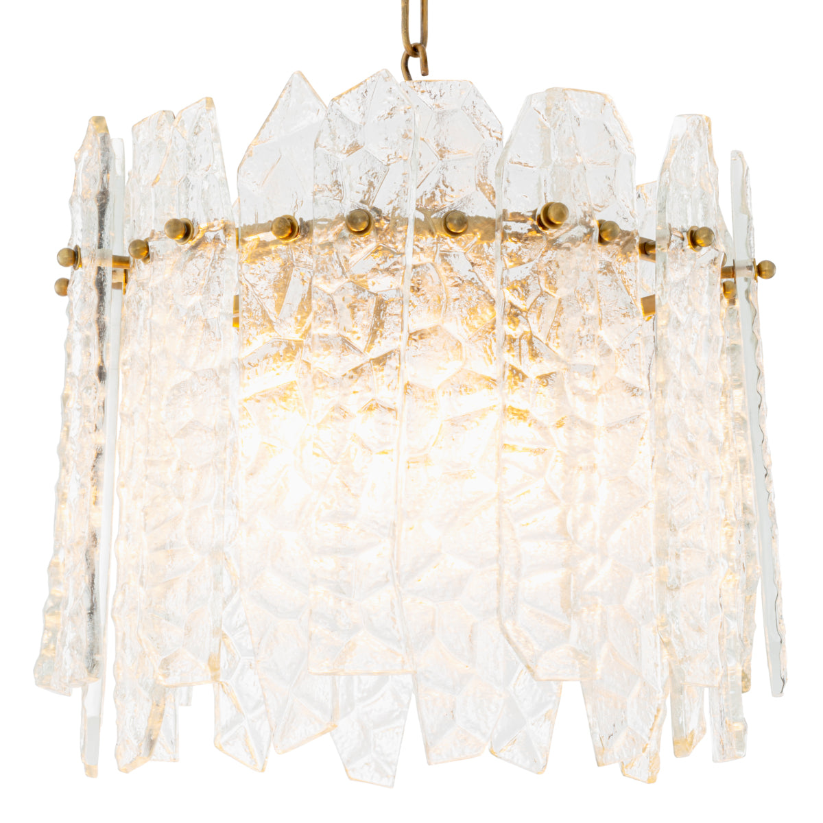 Candelabru Prati, finisaj alamă vintage, sticlă transparentă