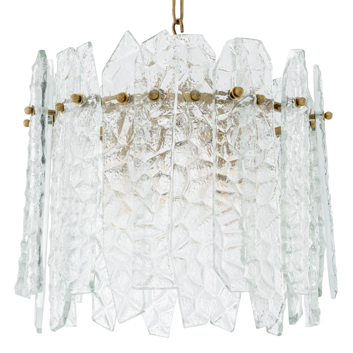 Candelabru Prati, finisaj alamă vintage, sticlă transparentă
