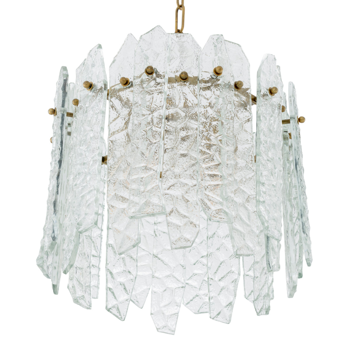 Candelabru Prati, finisaj alamă vintage, sticlă transparentă
