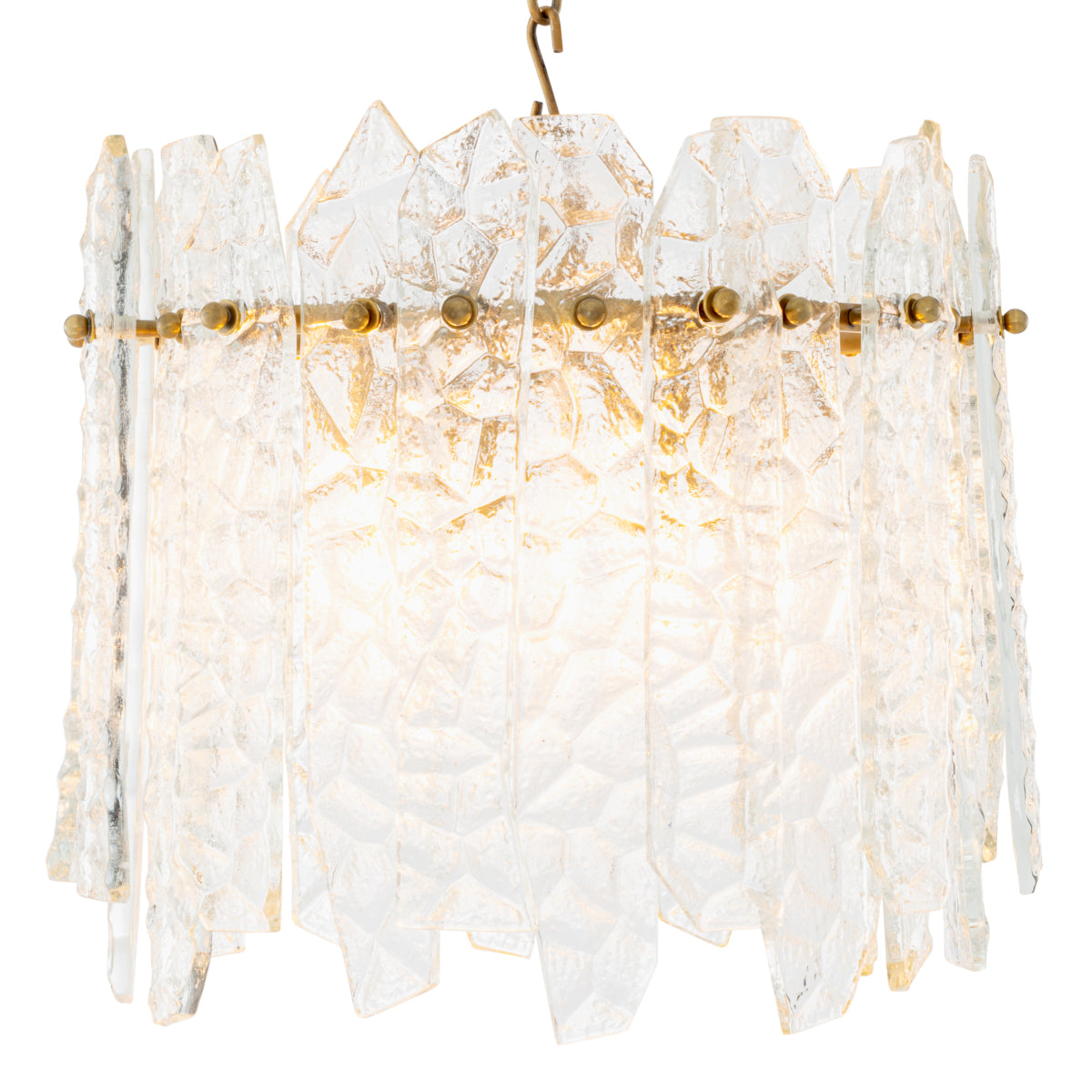 Candelabru Prati, finisaj alamă vintage, sticlă transparentă