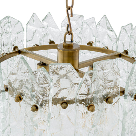 Candelabru Prati, finisaj alamă vintage, sticlă transparentă