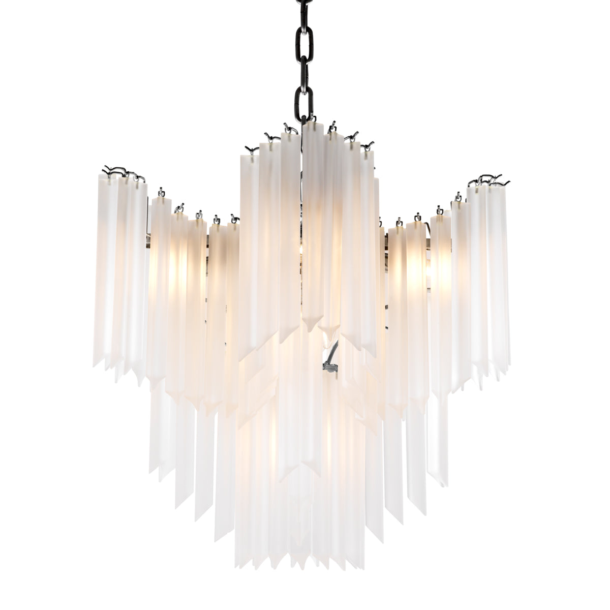 Candelabru Pulsar, finisaj nichel, sticlă mată