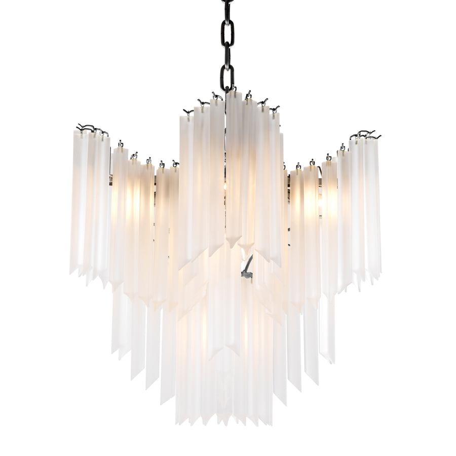Candelabru Pulsar, finisaj nichel, sticlă mată