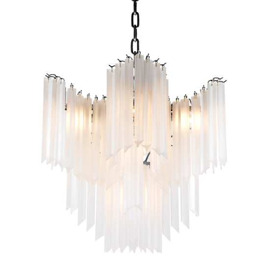 Candelabru Pulsar, finisaj nichel, sticlă mată