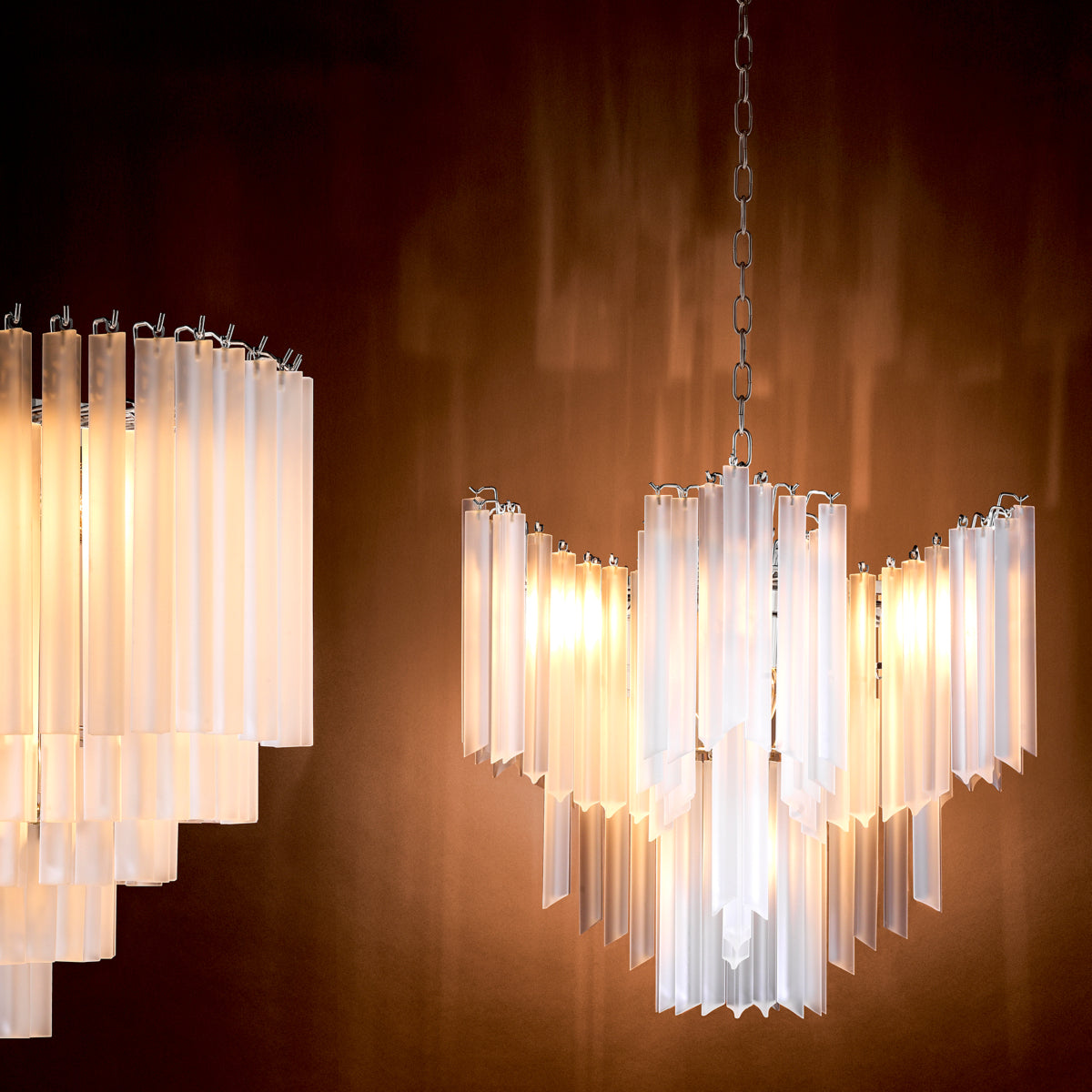 Candelabru Pulsar, finisaj nichel, sticlă mată