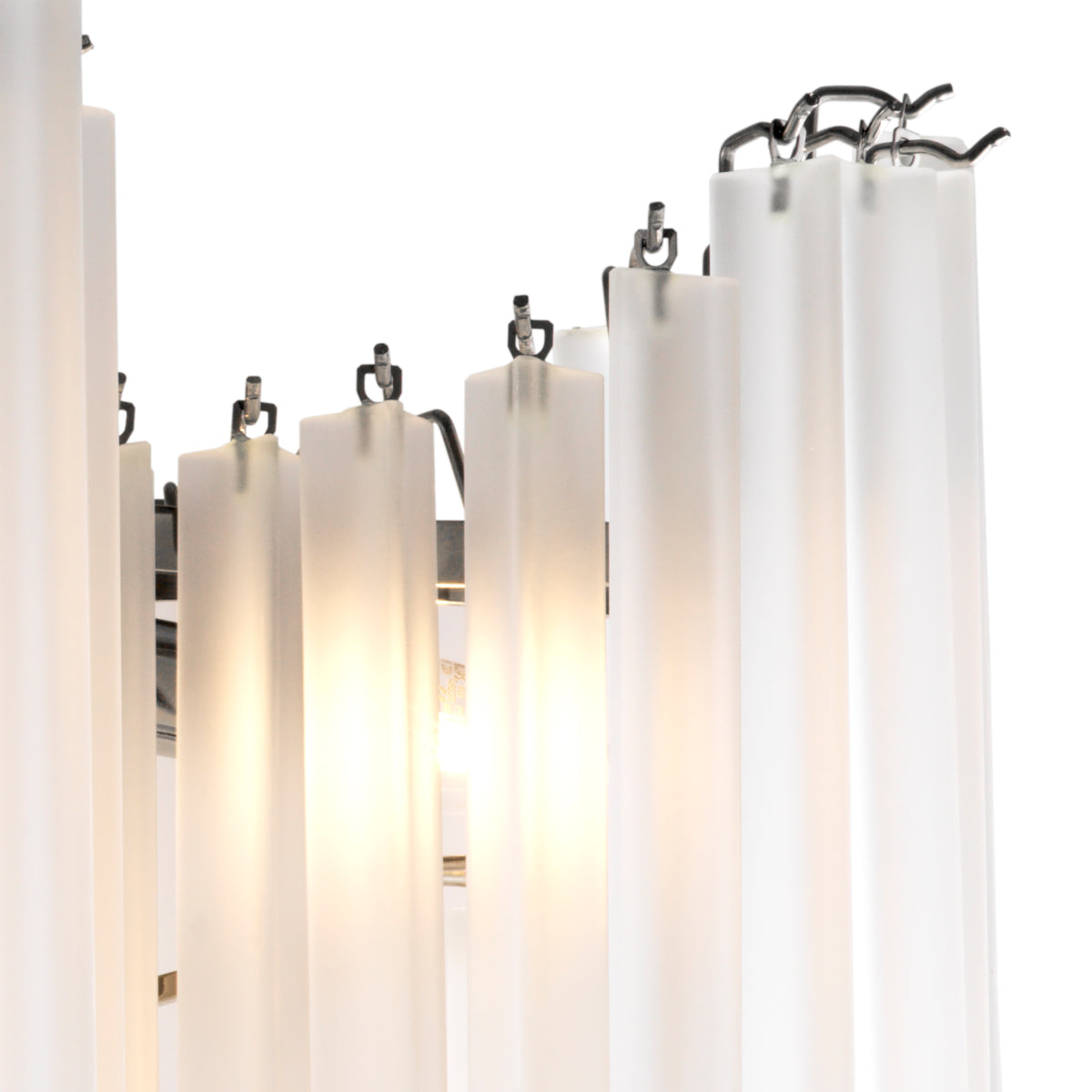 Candelabru Pulsar, finisaj nichel, sticlă mată
