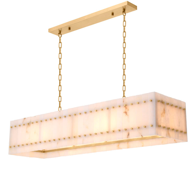 Candelabru Ruby dreptunghiular, alabastru, finisaj alamă antichizată