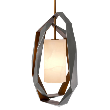 Candelabru Santos Double, finisaj gunmetal, cu alabastru
