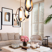 Candelabru Santos Double, finisaj gunmetal, cu alabastru