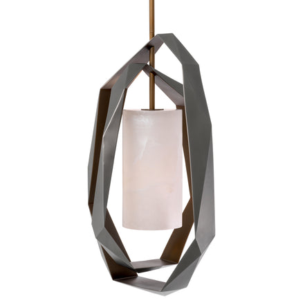 Candelabru Santos Double, finisaj gunmetal, cu alabastru