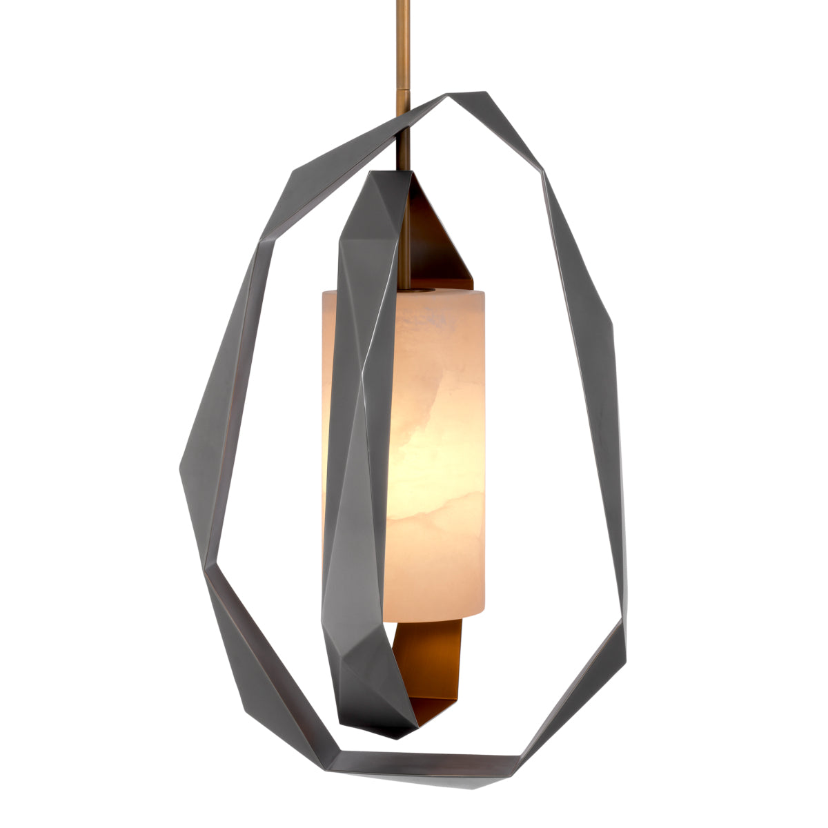 Candelabru Santos Double, finisaj gunmetal, cu alabastru