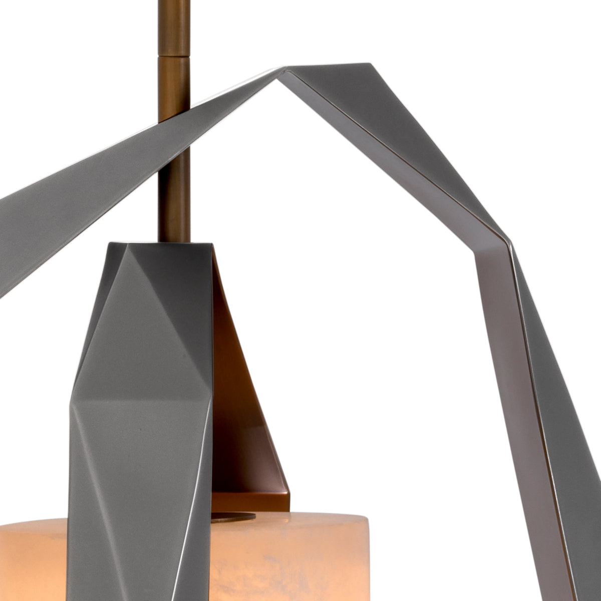 Candelabru Santos Double, finisaj gunmetal, cu alabastru