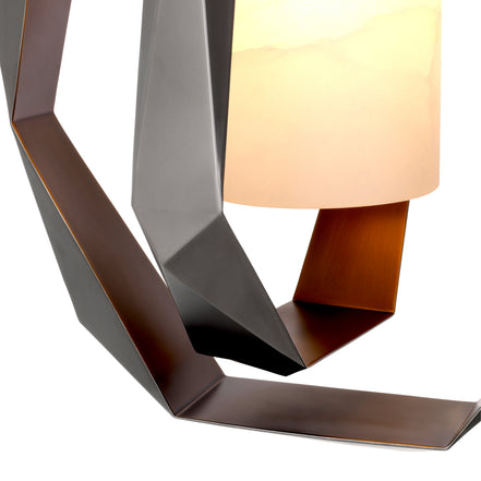 Candelabru Santos Double, finisaj gunmetal, cu alabastru