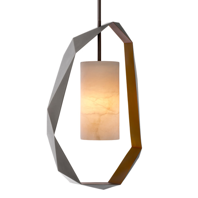 Candelabru Santos, finisaj gunmetal, cu alabastru