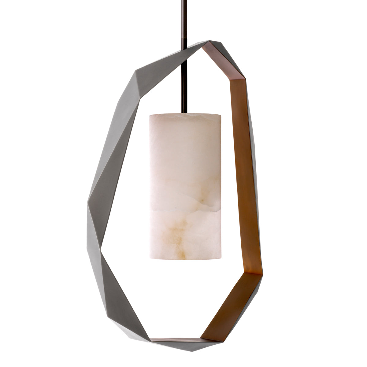 Candelabru Santos, finisaj gunmetal, cu alabastru