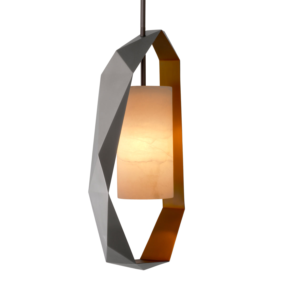 Candelabru Santos, finisaj gunmetal, cu alabastru