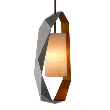 Candelabru Santos, finisaj gunmetal, cu alabastru