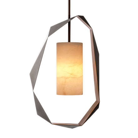Candelabru Santos, finisaj gunmetal, cu alabastru