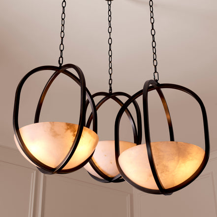 Candelabru Scapa, finisaj bronz cu reflexe, alabastru