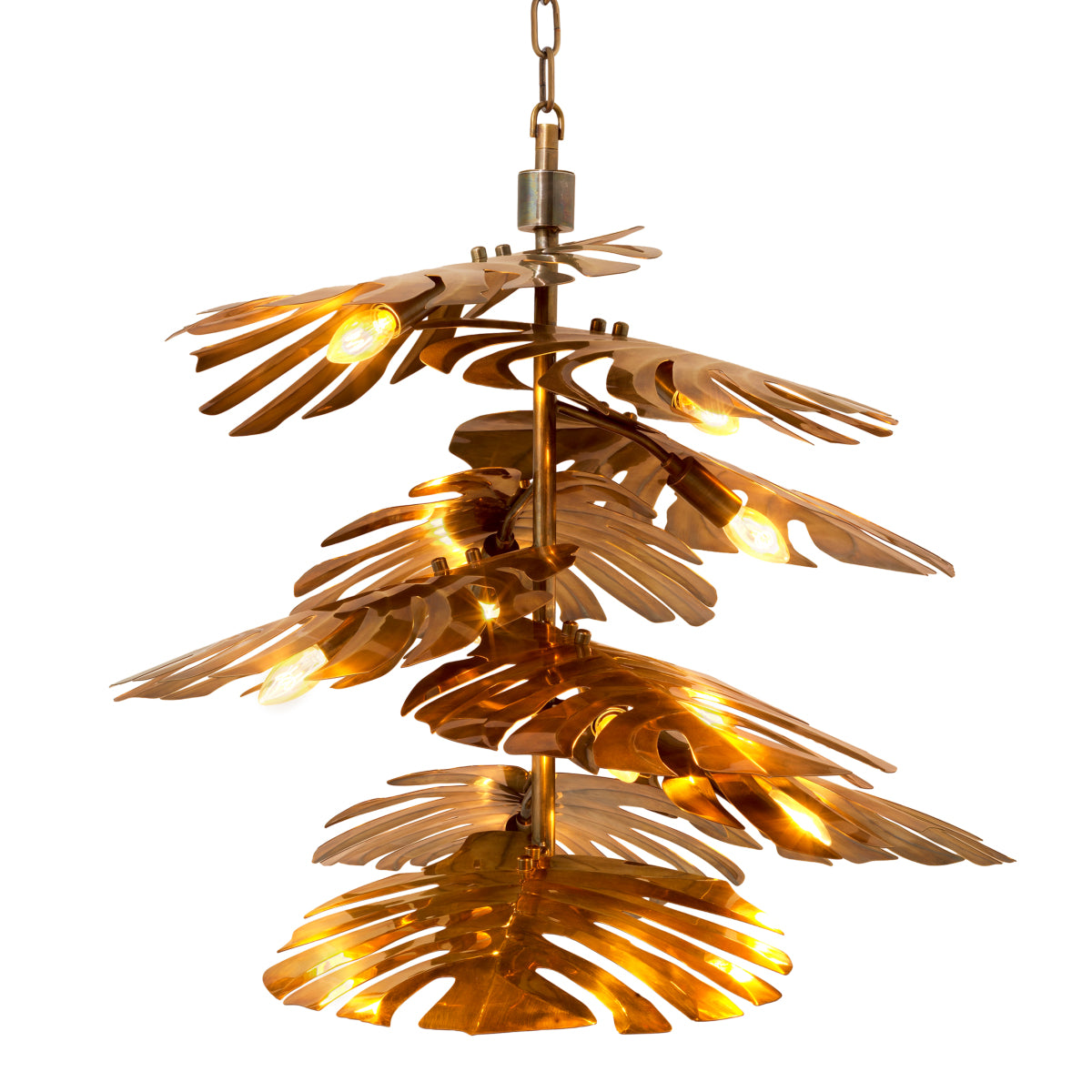 Candelabru Tropique, finisaj alamă vintage