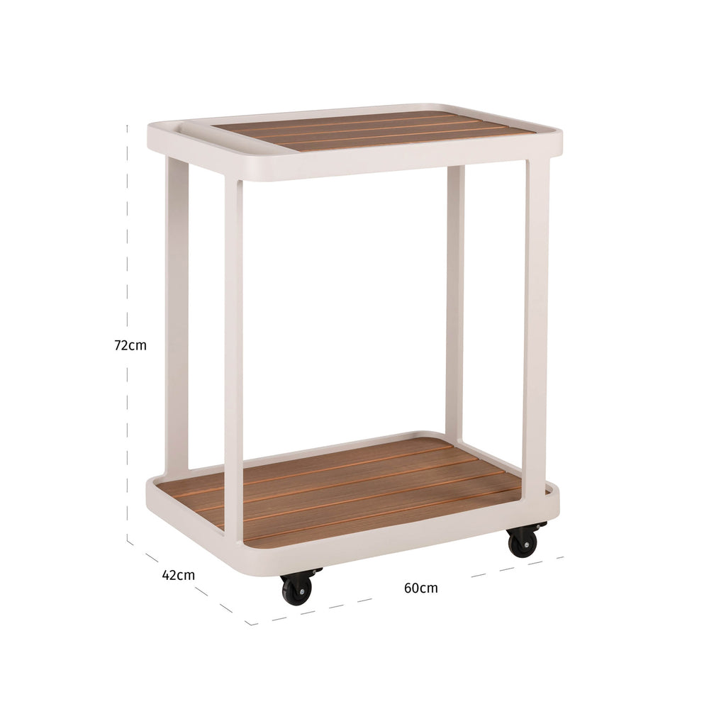 Cărucior de servire de exterior Spritz, bej – desen tehnic cu dimensiuni