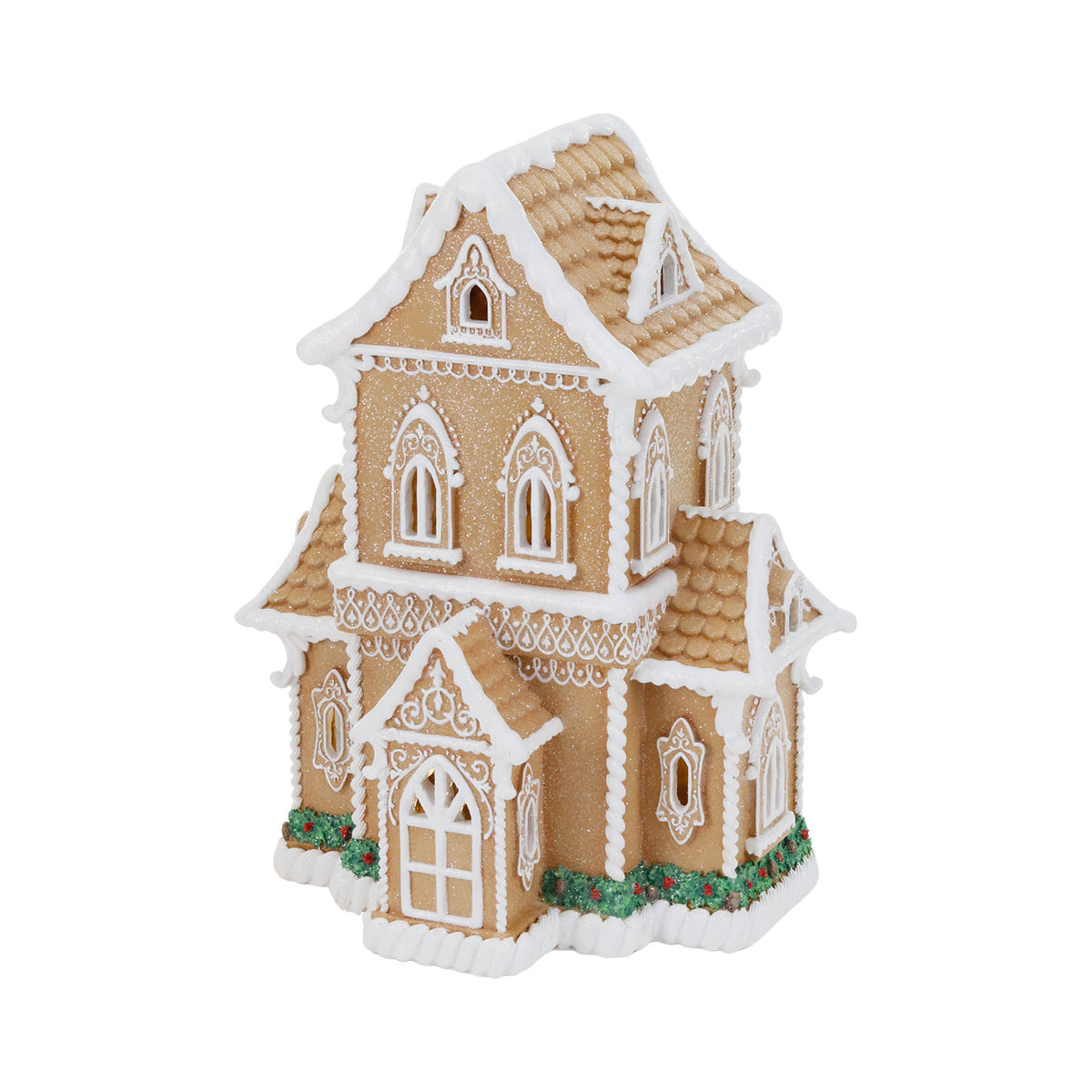 Căsuță de turtă dulce de Crăciun cu LED, maro, 36,5 cm