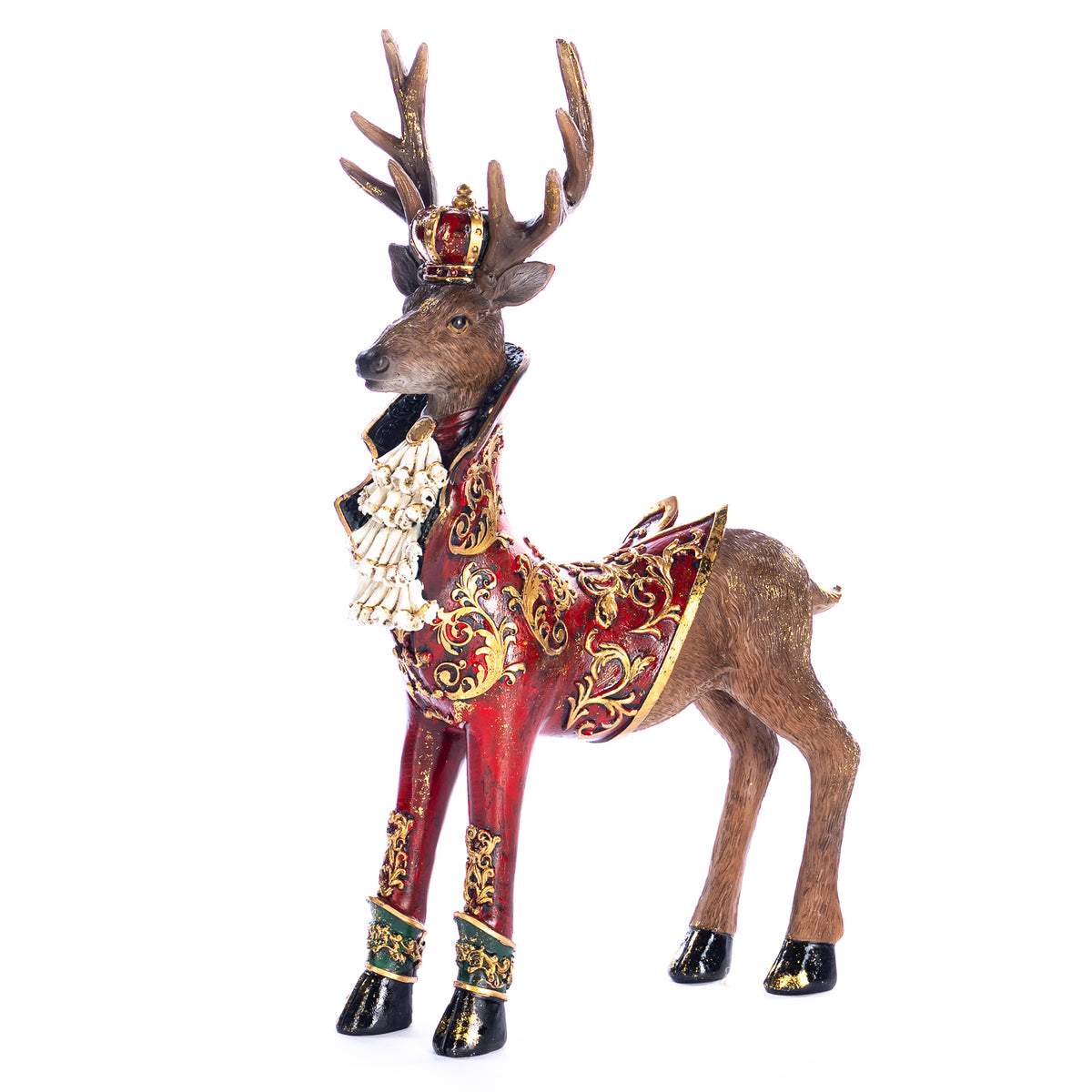 Cerb regal în picioare, maro/burgund/auriu, 41 cm